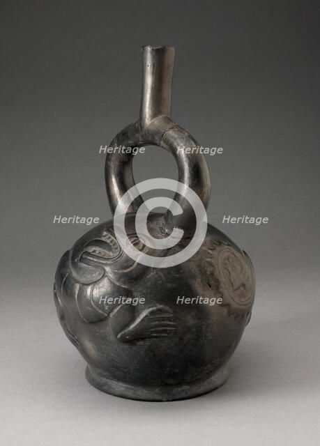 Stirrup Spout Vessel with Raised Chimera Motifs, 100 B.C./A.D. 500. Creator: Unknown.