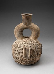 Stirrup Spout Vessel with Raised Appliques Covering the Surface, 1000 B.C./200 B.C. Creator: Unknown