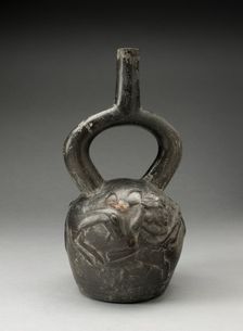 Stirrup Spout Vessel with Raised Deer Hunt Motifs, 100 B.C./A.D. 500. Creator: Unknown