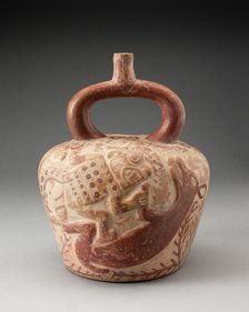 Stirrup Spout Vessel with Raised Deer Hunt Motifs, 100 B.C./A.D. 500. Creator: Unknown