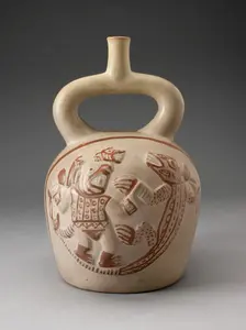 Stirrup Spout Vessel with Raised Mythic Battle Motifs, 100 B.C./A.D. 500. Creator: Unknown