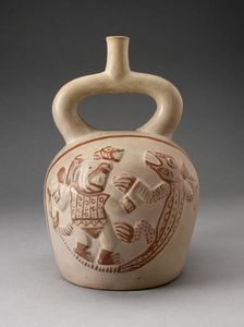 Stirrup Spout Vessel with Raised Mythic Battle Motifs, 100 B.C./A.D. 500. Creator: Unknown