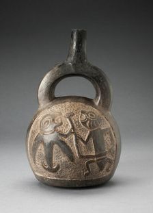 Stirrup Spout Vessel with Relief Depicting a Mythic Hunting Scene, A.D. 1200/1450. Creator: Unknown