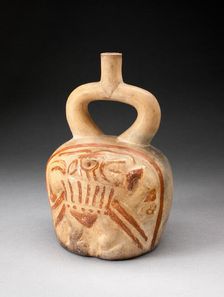 Stirrup Spout Vessel with Relief Depicting a Supernatural Figure Holding a Trophy Head, 100 BC/AD 50 Creator: Unknown