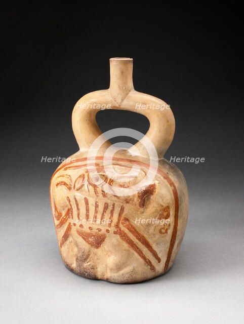 Stirrup Spout Vessel with Relief Depicting a Supernatural Figure Holding a Trophy Head, 100 BC/AD 50 Creator: Unknown.