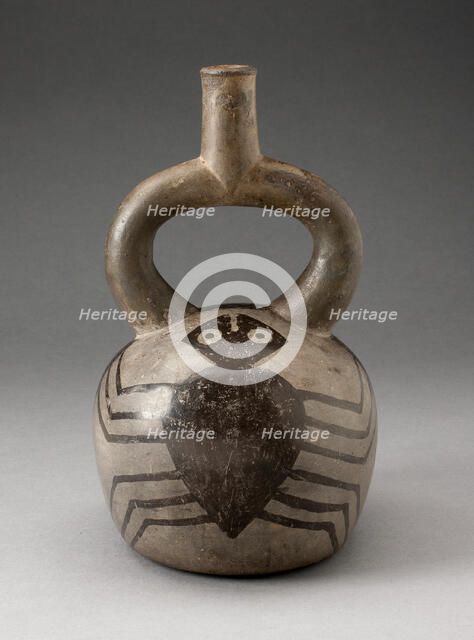Stirrup Spout Vessel with Spider Motifs, 100 B.C./A.D. 500. Creator: Unknown.