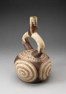 Stirrup Spout Vessel with Spiral Designs, 100 B.C./A.D. 500. Creator: Unknown
