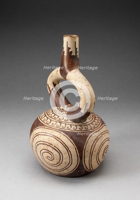 Stirrup Spout Vessel with Spiral Designs, 100 B.C./A.D. 500. Creator: Unknown.