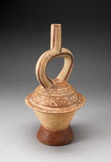 Stirup Spout Vessel in Form of a Covered Bowl with Geometric Patterning, 100 B.C./A.D. 500. Creator: Unknown