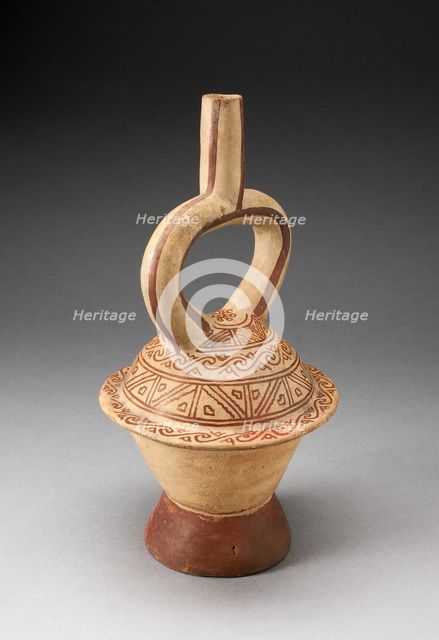 Stirup Spout Vessel in Form of a Covered Bowl with Geometric Patterning, 100 B.C./A.D. 500. Creator: Unknown.