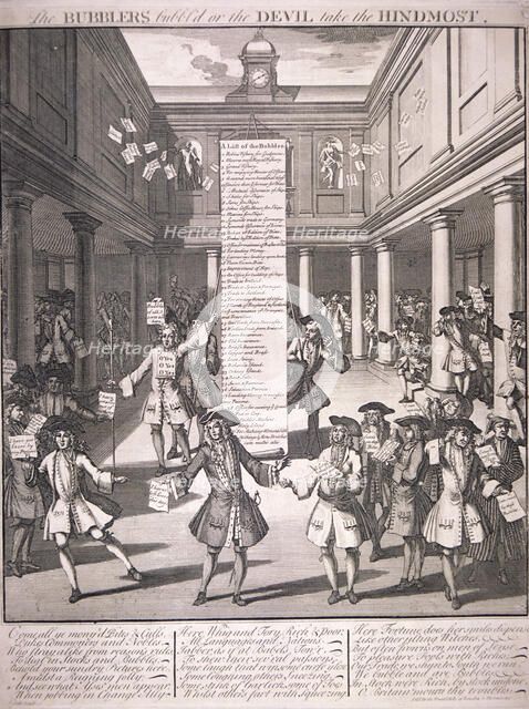 Stock Exchange, London, 1720. Artist: James Cole