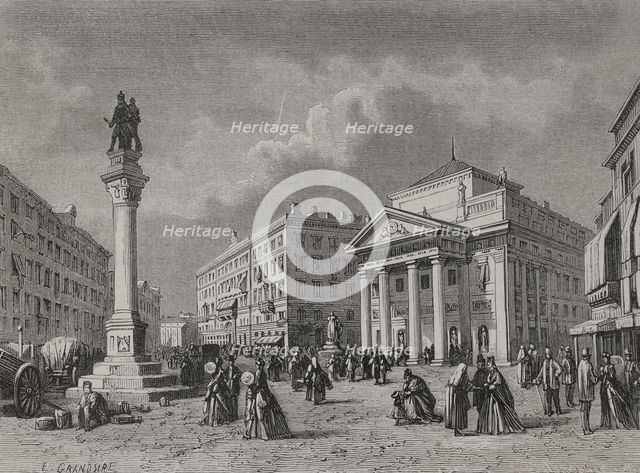 Stock Exchange Square, Trieste, Italy. 1879.  Creator: Pierre Eugene Grandsire.