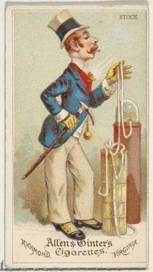 Stock, from World's Dudes series (N31) for Allen & Ginter Cigarettes, 1888. Creator: Allen & Ginter