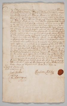 Stock share certificate for the Royal African Company, 1691. Creator: Champion Ashby