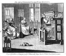 Stocking frame workshop, 1750. Creator: Unknown
