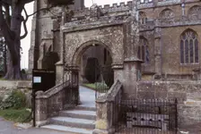 Stocks Outsde Martock (All Saints) Church, Somerset, 20th century. Artist: CM Dixon