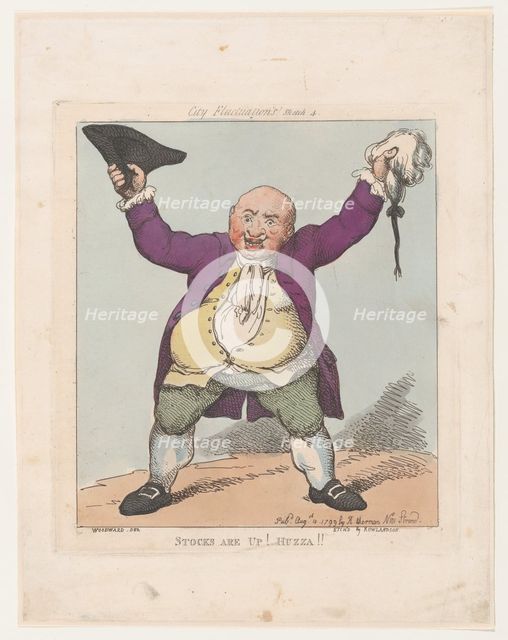 Stocks Are Up! Huzza!!, August 10, 1799., August 10, 1799. Creator: Thomas Rowlandson.