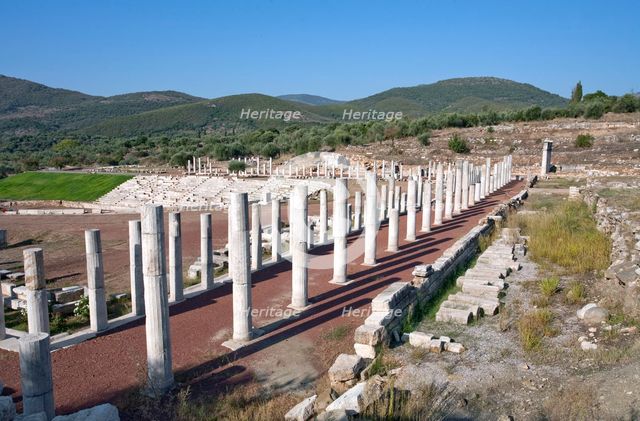 Stoas of the gymnasium at Messene, Greece. Creator: Samuel Magal.