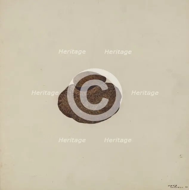 Stone Carved Out to Hold War Paint, c. 1941. Creator: Marie Lutrell.