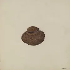 Stone Carved Out to Hold War Paint, c. 1941. Creator: Marie Lutrell