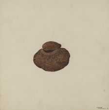 Stone Carved Out to Hold War Paint, c. 1941. Creator: Marie Lutrell