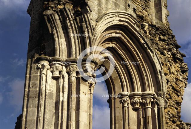 Stone carving around the east end window arch of the church, Kirkham Priory, North Yorkshire, 1993. Artist: Unknown
