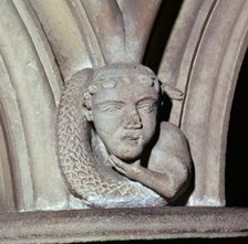 Stone carving in the Chapter House of Southwell Minster, 12th century