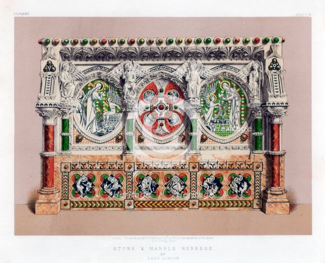 'Stone and Marble Reredos', 19th century.Artist: John Burley Waring