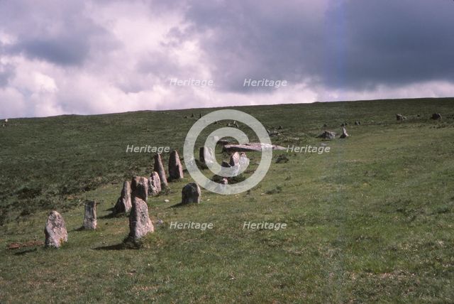 Stone Alignment on Shovel Down, 3rd-2nd millenium BC. Devon, Dartmoor, 20th  century. Artist: CM Dixon.