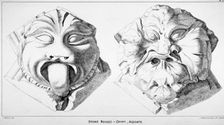 Stone bosses from St Michael's Crypt, Aldgate Street, London, c1830(?). Artist: J Emslie & Sons