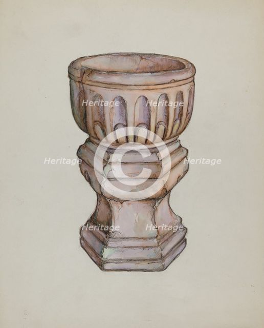 Stone Baptismal Font, c. 1936. Creator: George Seideneck.
