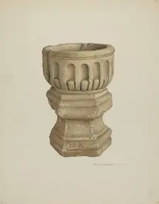 Stone Baptismal Font, c. 1940. Creator: Rose Campbell-Gerke