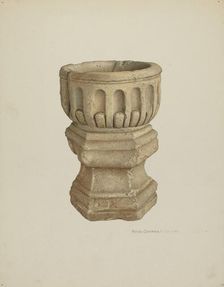 Stone Baptismal Font, c. 1940. Creator: Rose Campbell-Gerke