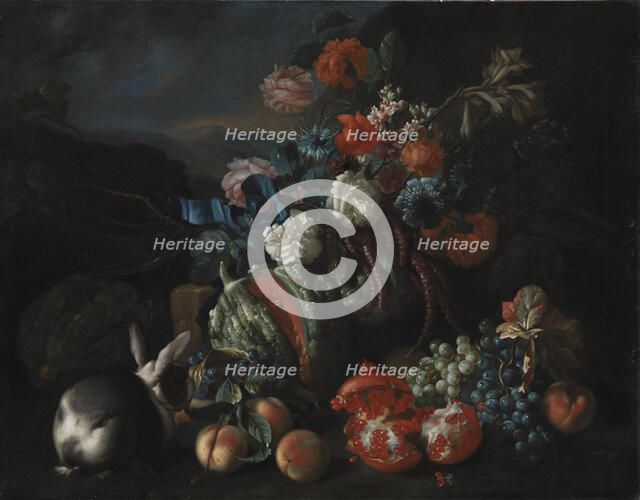 Stone Base with Flowers and Fruit, 1673-1724. Creator: Franz Werner von Tamm.