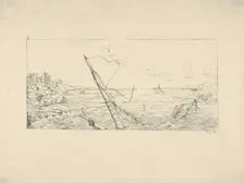 Stone Blockade off Charleston, South Carolina (from Confederate War Etchings), 1861-63. Creator: Adalbert John Volck