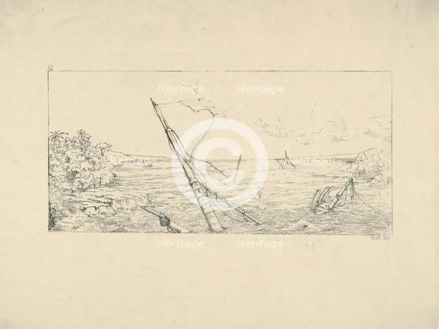 Stone Blockade off Charleston, South Carolina (from Confederate War Etchings), 1861-63. Creator: Adalbert John Volck.