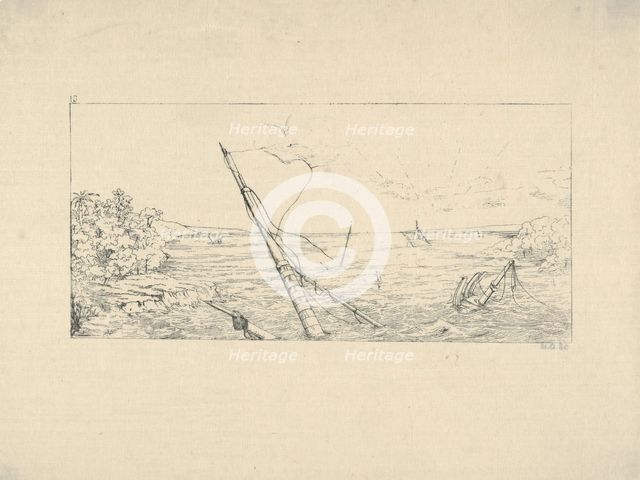Stone Blockade off Charleston, South Carolina (from Confederate War Etchings), 1861-63. Creator: Adalbert John Volck.