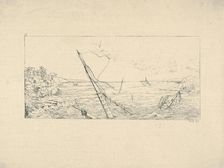 Stone Blockade off Charleston, South Carolina (from Confederate War Etchings), 1861-63. Creator: Adalbert John Volck