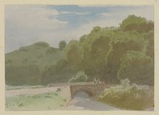 Stone bridge over a river at the edge of the forest, c1864. Creator: Carl Theodor Reiffenstein