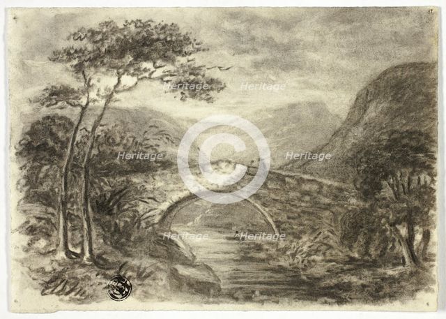 Stone Bridge in Mountains, c. 1855. Creator: Elizabeth Murray.