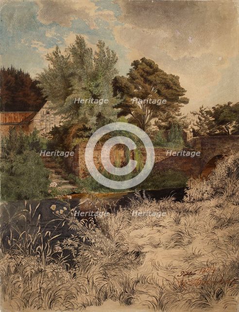 Stone bridge in Pöhlen, 1854. Creator: Werner Holmberg.