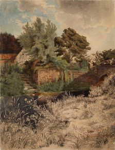 Stone bridge in Pöhlen, 1854. Creator: Werner Holmberg