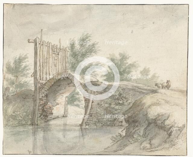 Stone bridge with a wooden fence, 1571-1651. Creator: Abraham Bloemaert.