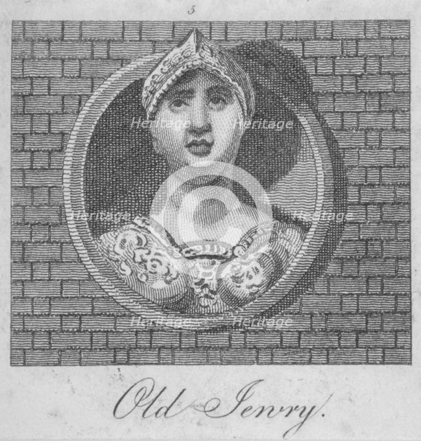 Stone bust of a female figure on the front of the Three Bucks Tavern, Old Jewry, London, 1825. Artist: Anon
