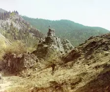 Stone gate and Uzvarian fortress, between 1905 and 1915. Creator: Sergey Mikhaylovich Prokudin-Gorsky