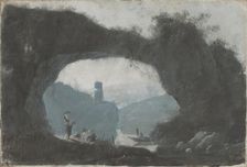 Stone gate in a river landscape, 2nd half 18th century. Creator: Jean-Baptiste Pillement