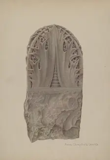 Stone Gate Post, c. 1939. Creator: Rose Campbell-Gerke
