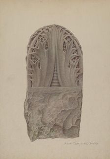 Stone Gate Post, c. 1939. Creator: Rose Campbell-Gerke