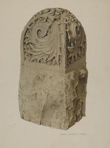 Stone Gate Post, c. 1939. Creator: Rose Campbell-Gerke