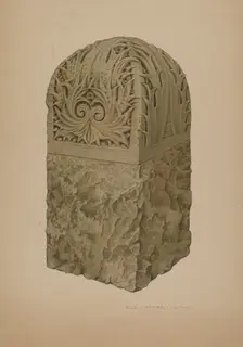 Stone Gate Post, c. 1939. Creator: Rose Campbell-Gerke